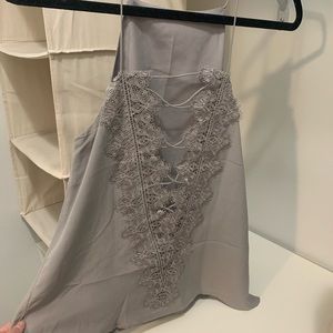BerryGo Satin Lace Up Cami Gray